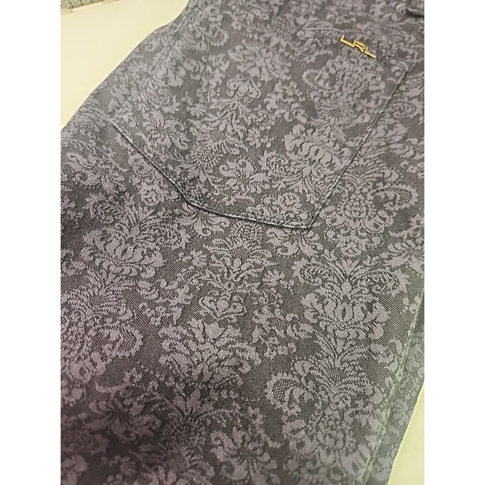 LRL Ralph Lauren Ladies Size 12 Floral Navy Blue Gray Straight Stretch Jeans - Picture 10 of 12